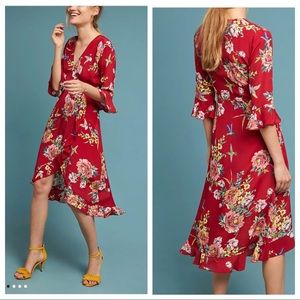Kachel for Anthropologie Greer Floral Faux Wrap Dress
